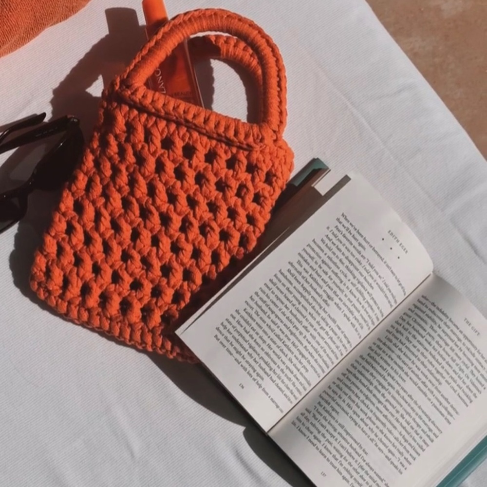 Binge Knitting, Tangerine Capri Beach Mini Tote